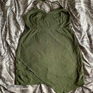 Army green body con party dress